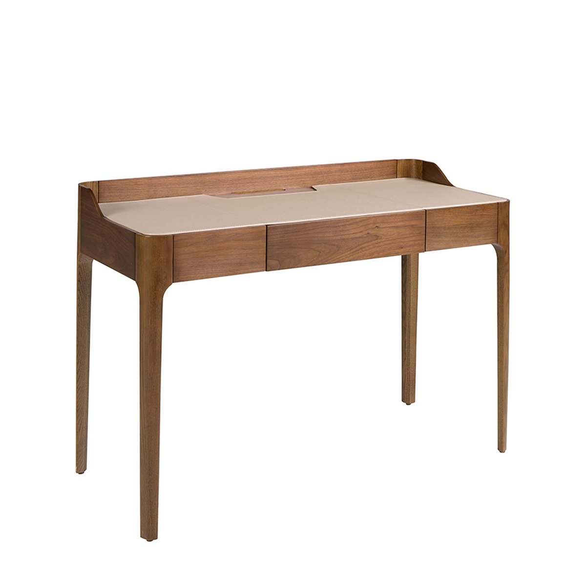 Bureau avec plateau en simili cuir et noyer noyer | crème, ANGEL CERDA