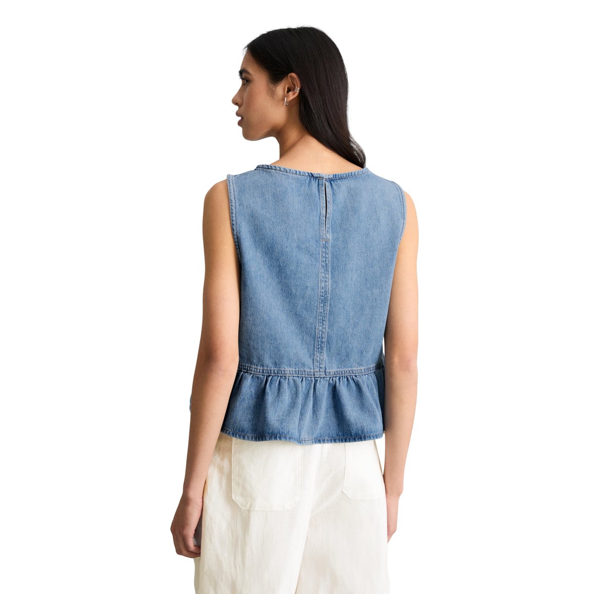 Blouse à volants en jean  Crayfish Capsule en pur coton organique bleu, MARC O’POLO DENIM