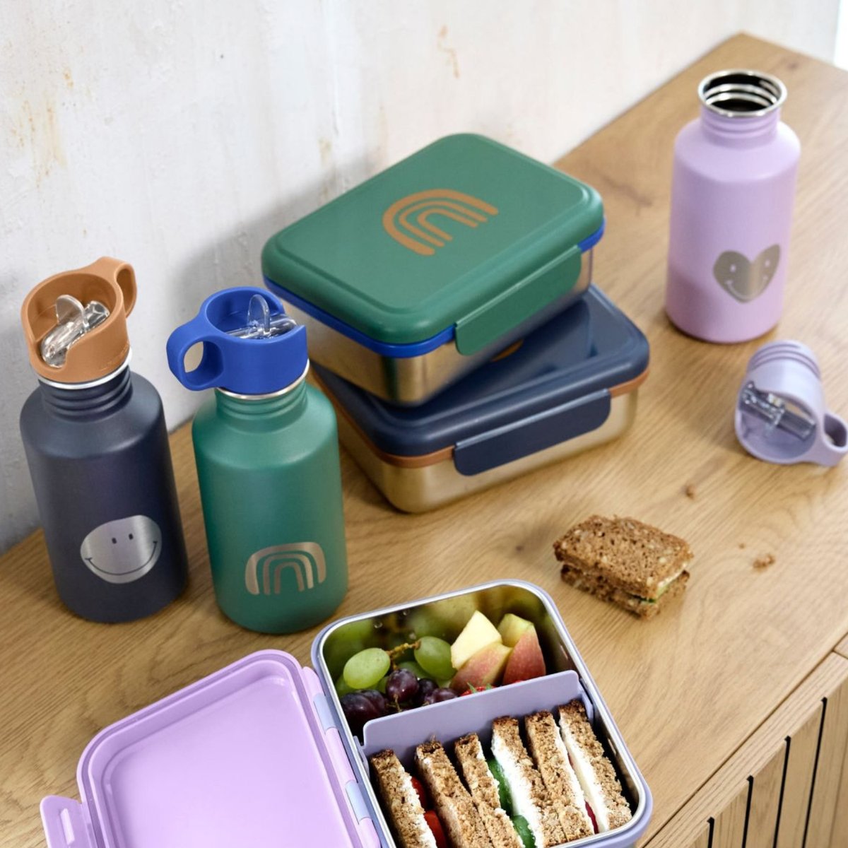 Gourde pour enfant inox Little Gang Coeur mauve, LASSIG