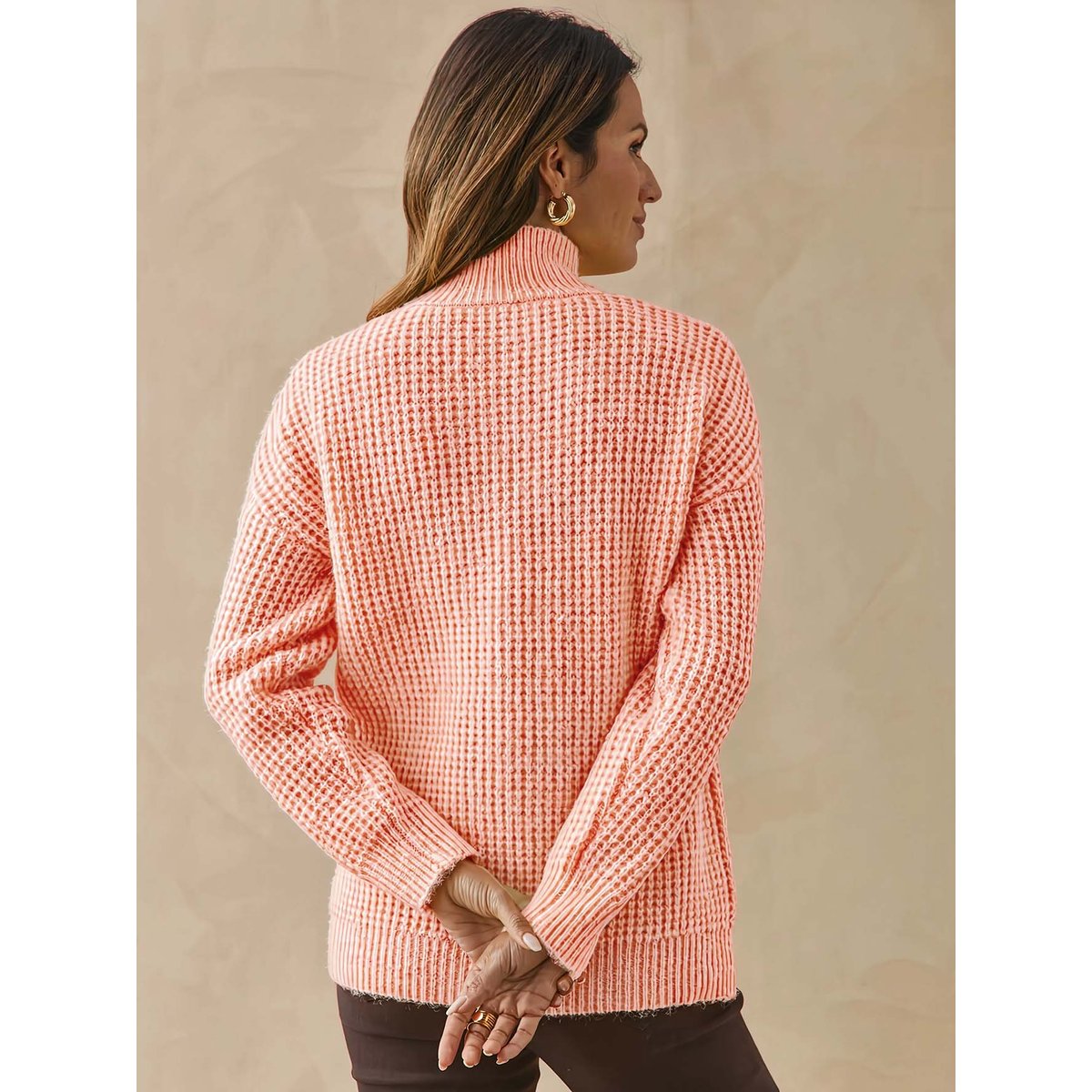 Pull maille fantaisie col montant rose, DAXON
