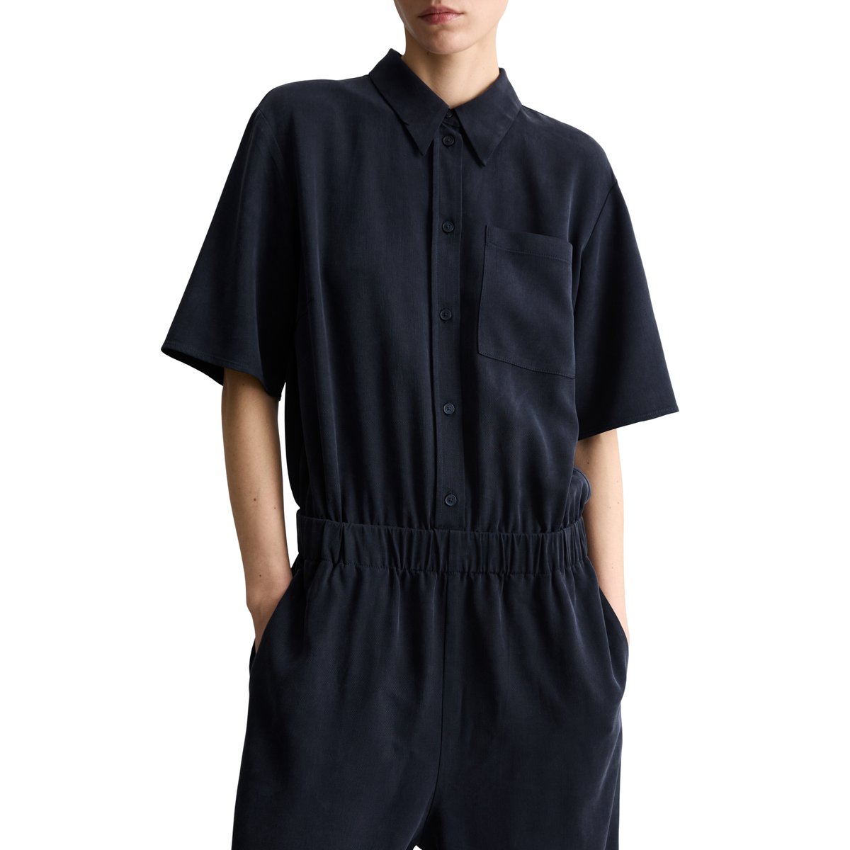 Jumpsuit relaxed en lyocell LENZING™ bleu fonce, MARC O’POLO DENIM