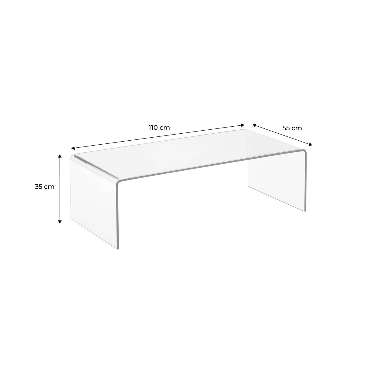 Table basse rectangulaire verre trempé GLINTZ transparent, SWEEEK