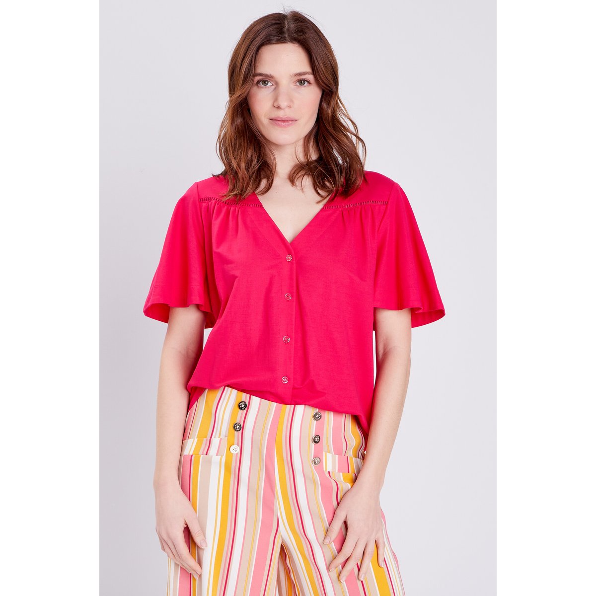 Blouse manches courtes rose fushia, BREAL