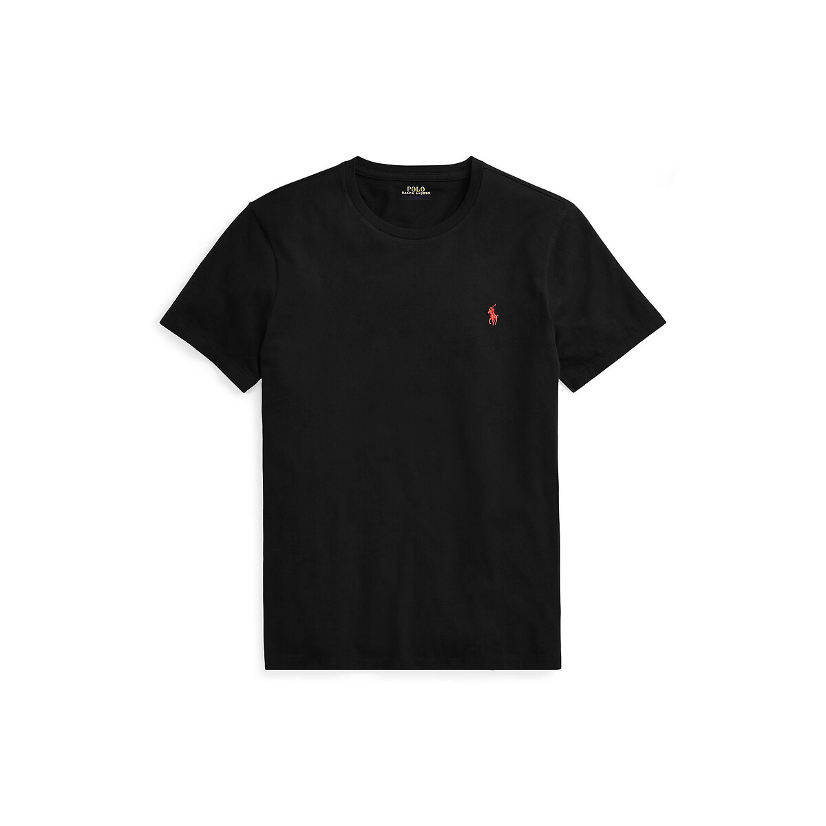 T-shirt de gola redonda de ajuste fino em jersey preto , POLO RALPH LAUREN