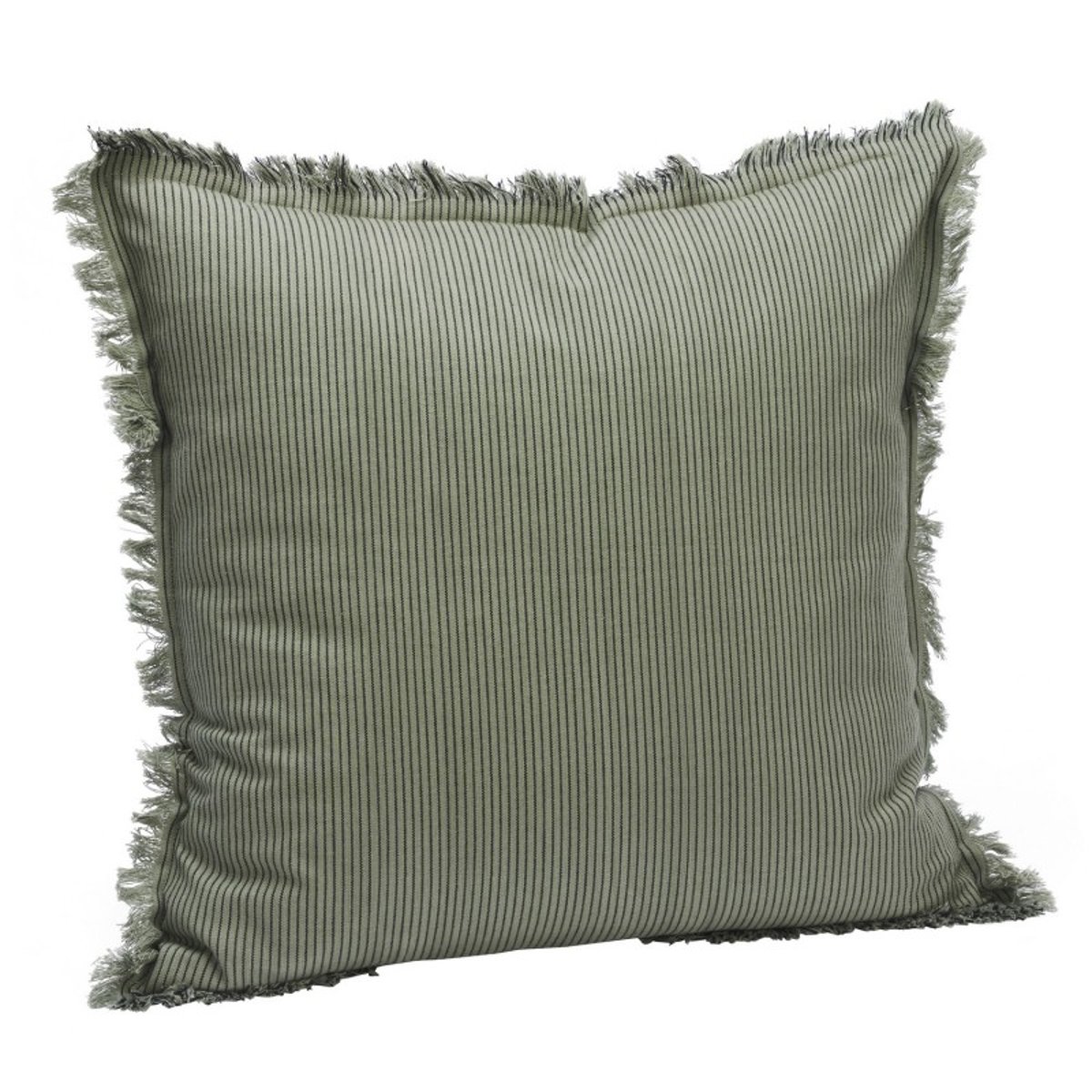 Housse de coussin décorative coton rayé vert olive, MADAM STOLTZ