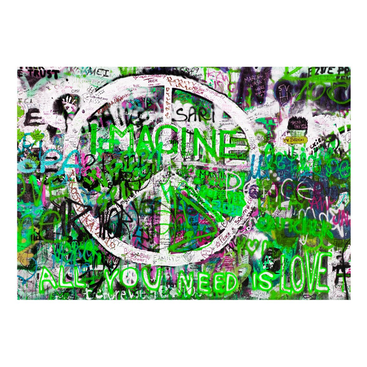 Papier peint intissé panoramique Street art Green Graffiti vert, EDEN