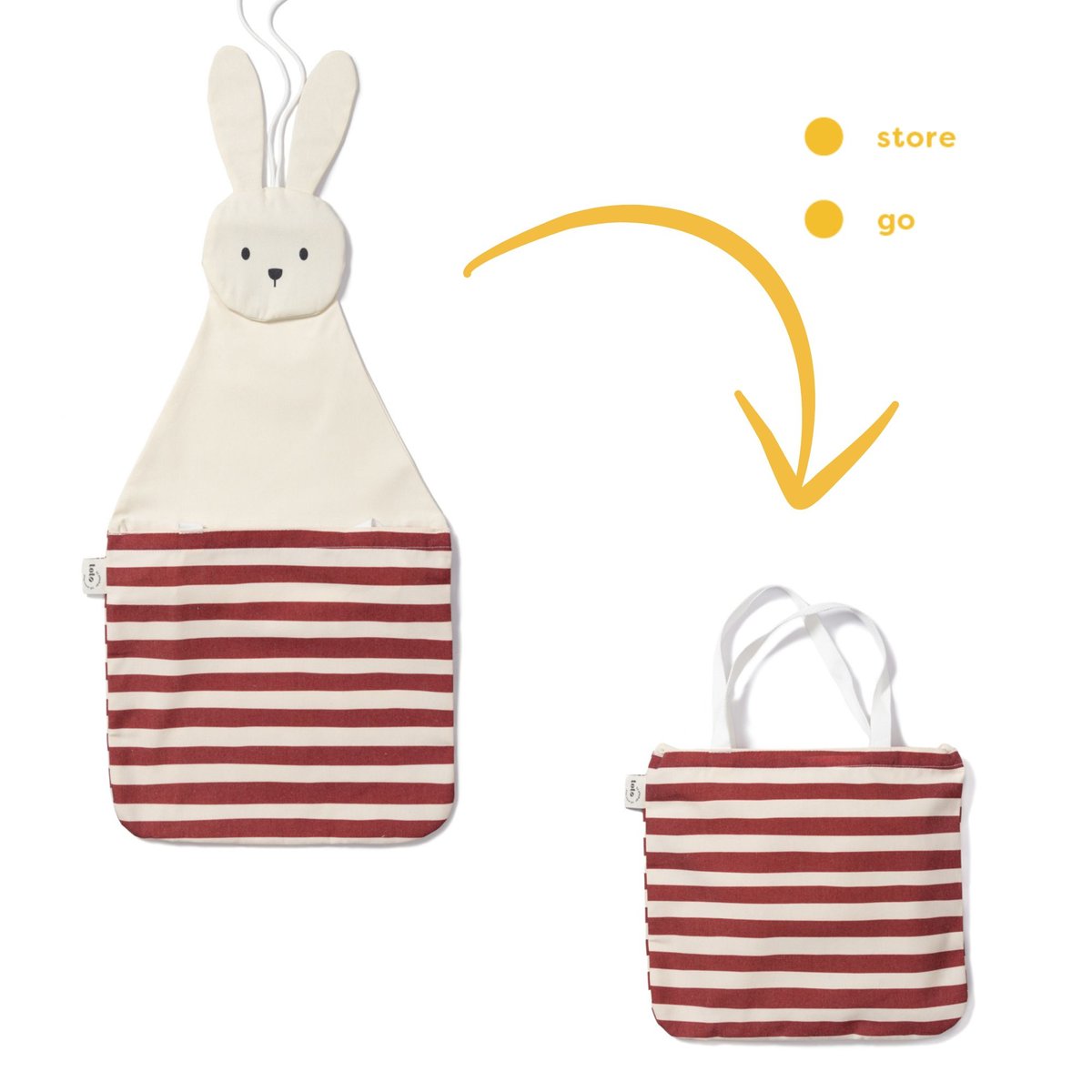 play&go - rangement mural & sac - bunny ecru/rouge, PLAY ET GO