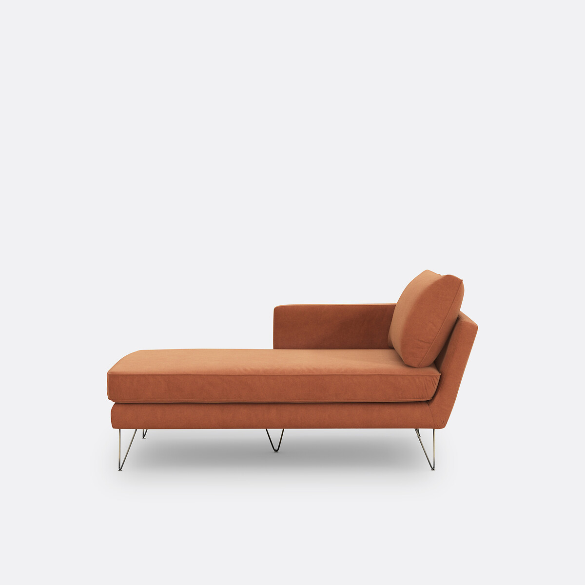 Longchair in fluweel Topim tabak, LA REDOUTE INTERIEURS