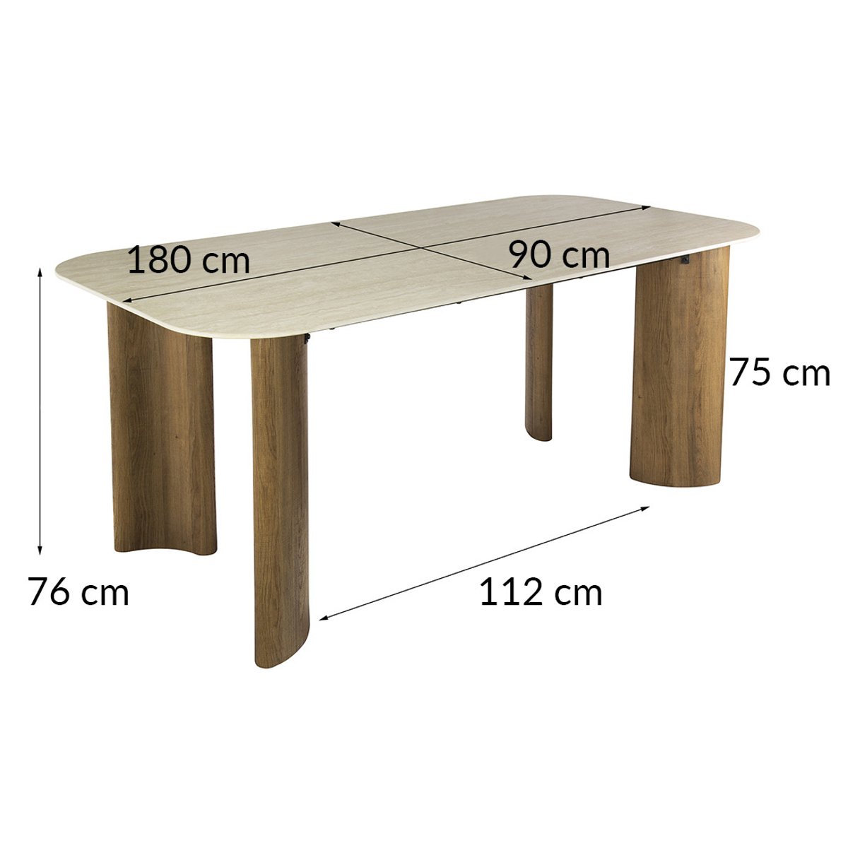 Table à manger 180x90 cm - MOHEA bois / beige, BEST MOBILIER