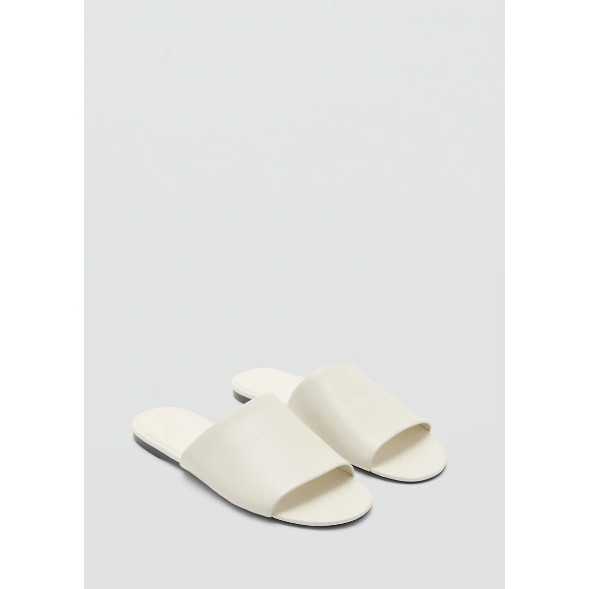 Sandales plates en cuir écru, MANGO