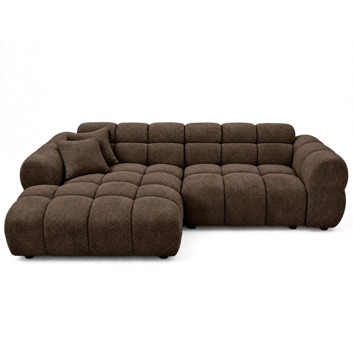 Canapé d'angle gauche 4 places convertible avec, MINI RAY marron, BEST MOBILIER