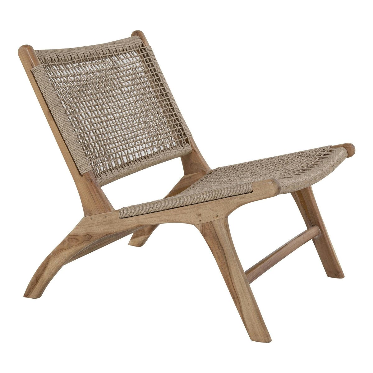 Chaise de jardin en teck avec assise en corde MENDOZA bois naturel, PIER IMPORT