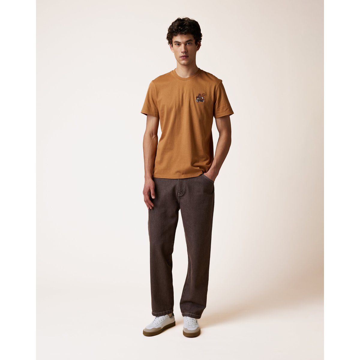 T-shirt en maille camel, FAGUO