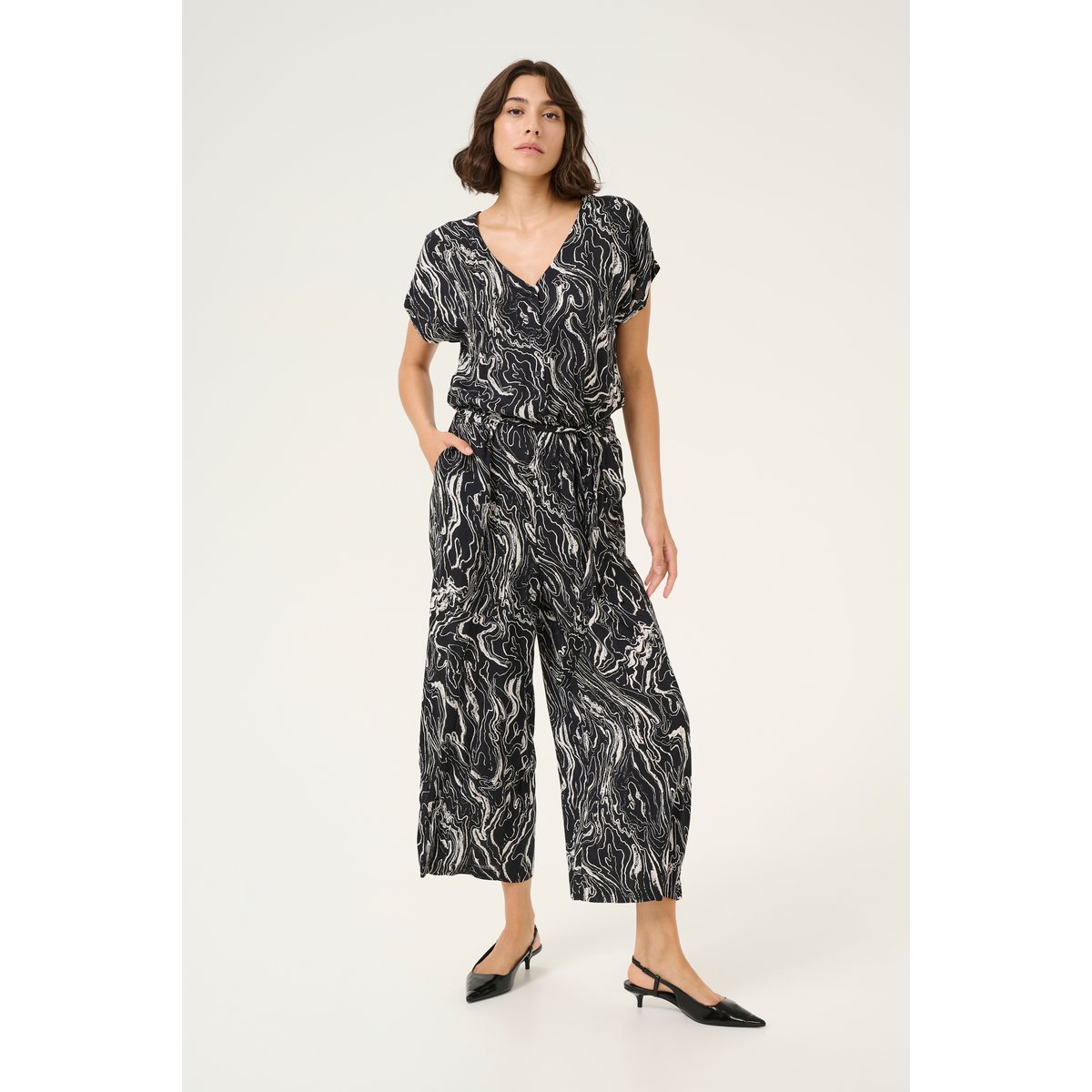 Combinaison noir/blanc chalk graphic print, KAFFE
