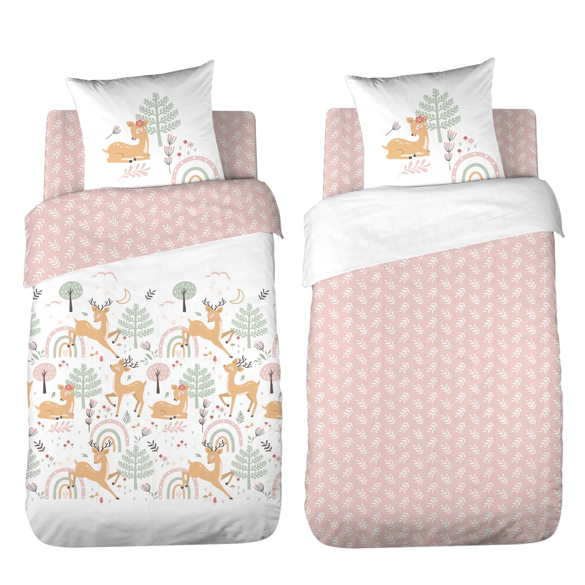 Parure de lit enfant biche forêt blanc, COTE DECO
