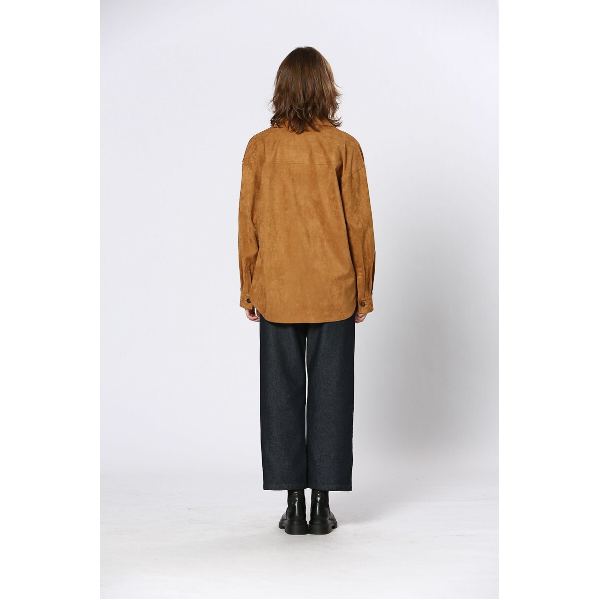 Faux Suede Shacket with Button Fastening camel, SEE U SOON