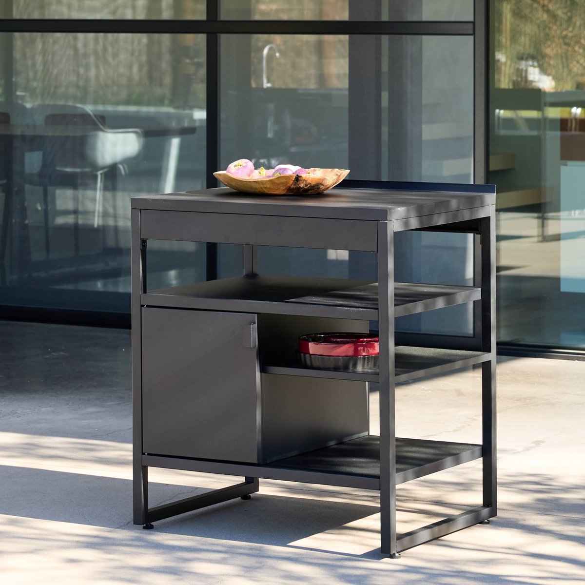 Module de cuisine extérieure acier 1 porte 3 étagères L80cm KEA noir, SWEEEK
