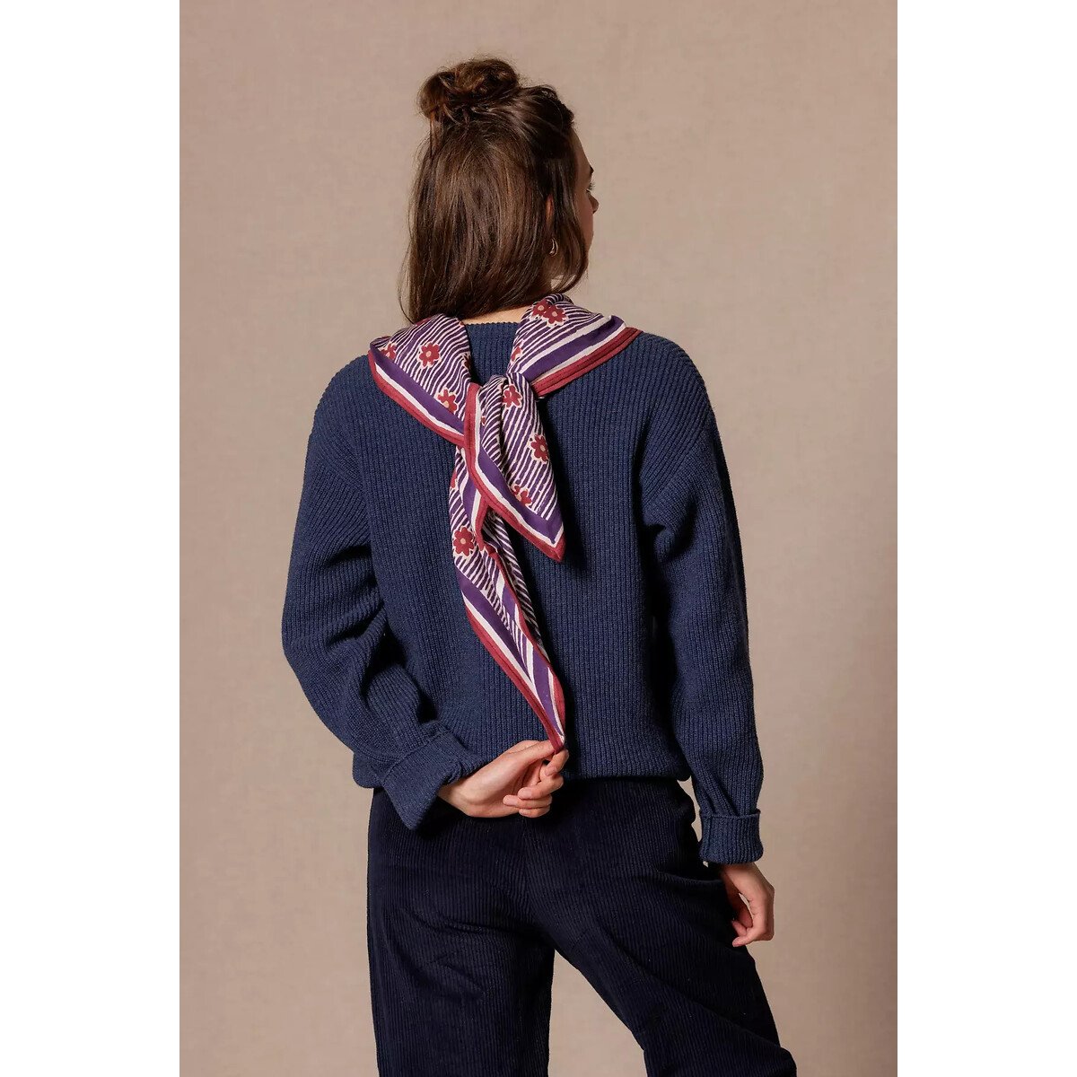 Grande sciarpa, con stampa floreale e a righe, LATIKA ribes, APACHES COLLECTIONS