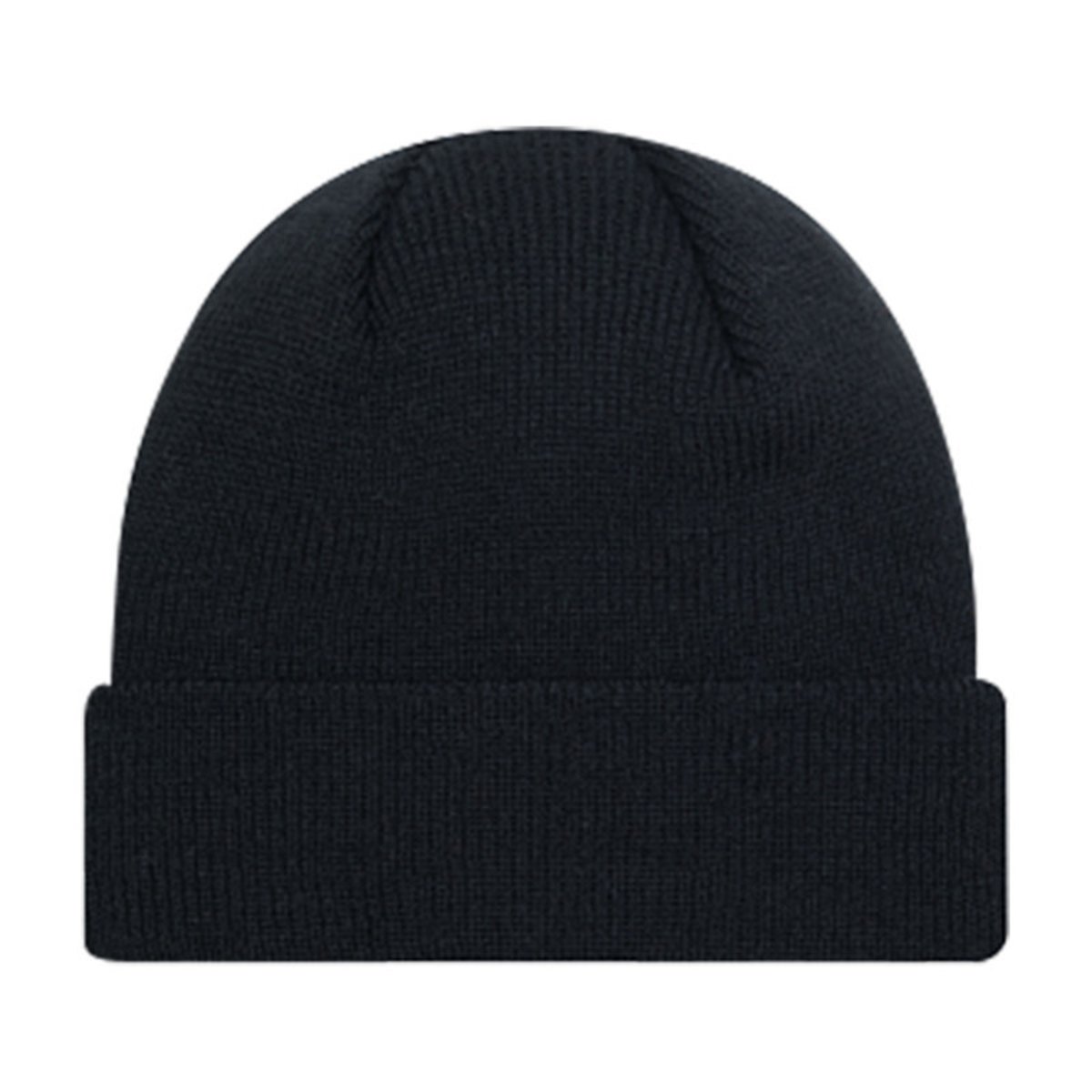 Bonnet noir uni côtelé avec NY en bleu brodé sur le revers noir, NEW ERA