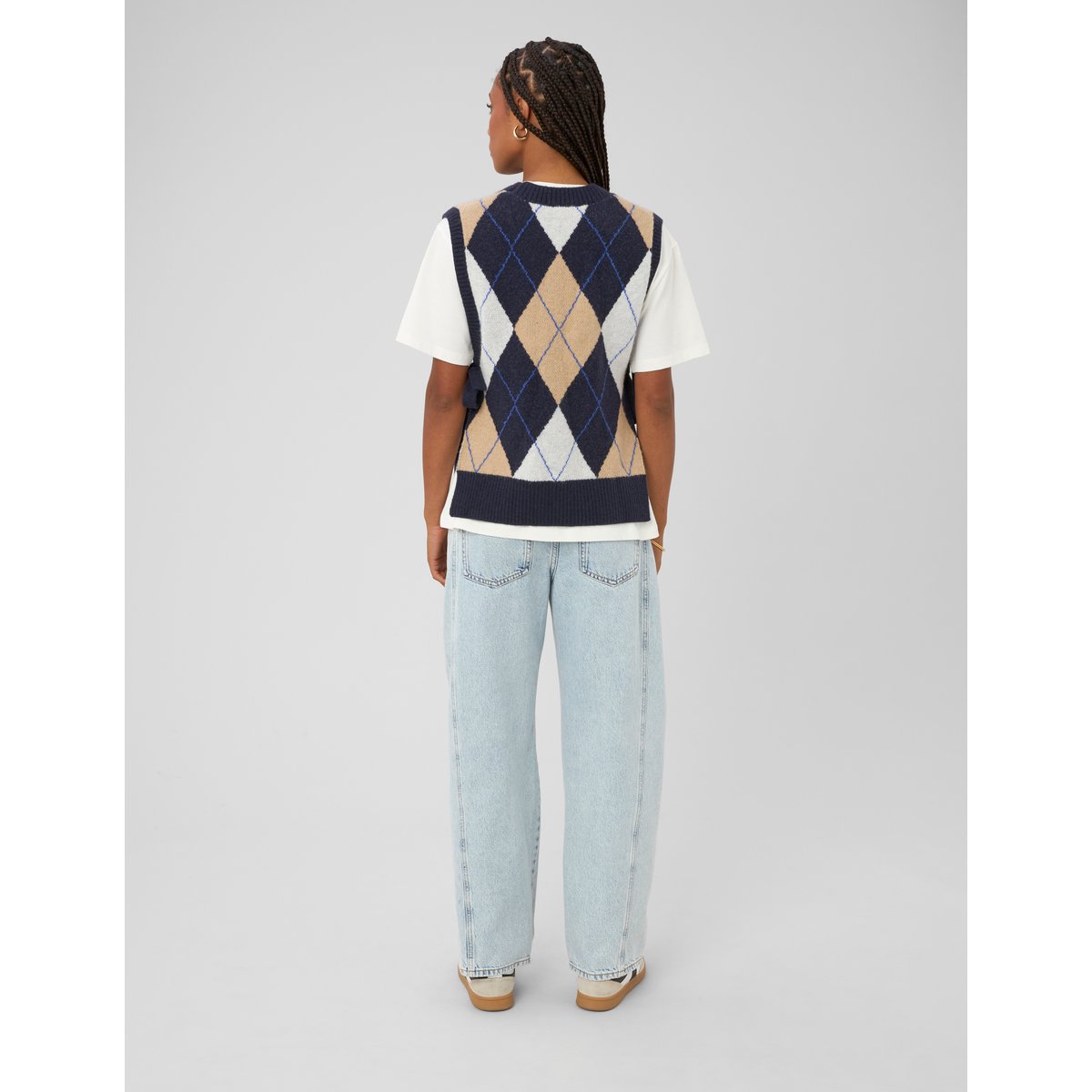 Pull sans manches jacquard multicolore, BZB