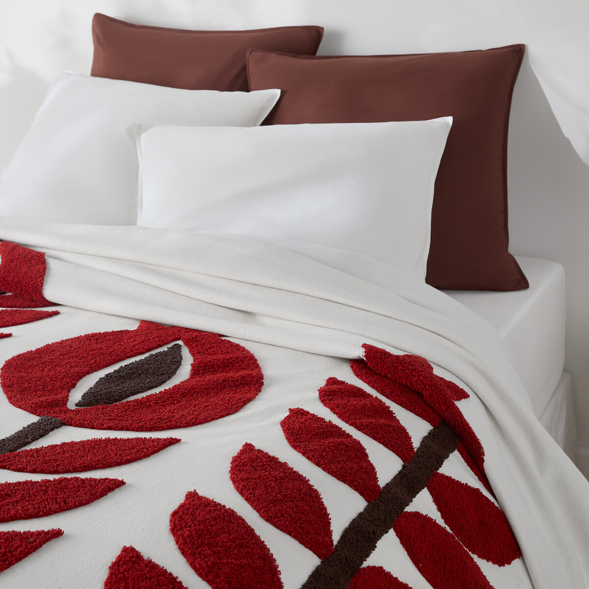 Dessus de lit brodé en coton, Cortes imprimé floral, LA REDOUTE INTERIEURS