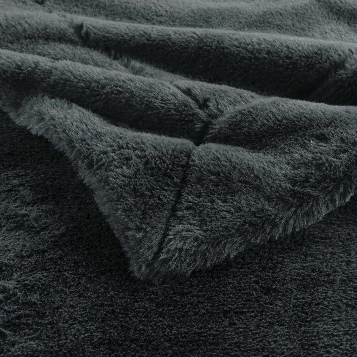Plaid a poils doux Caresses anthracite, EDEN