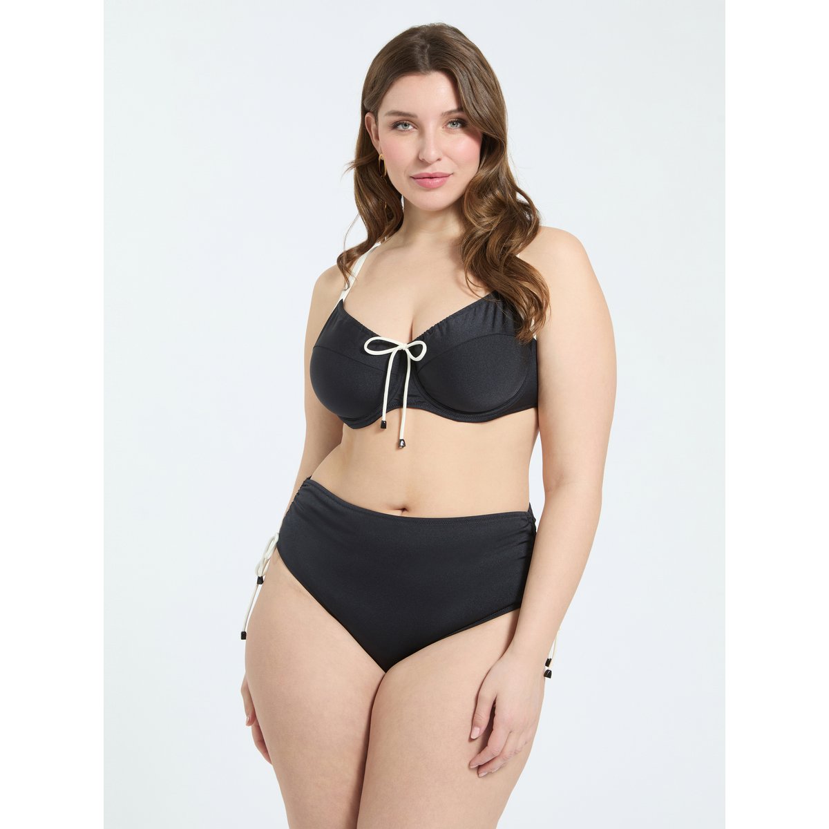 Bikini deux pièces avec détails contrastés noir, FIORELLA RUBINO