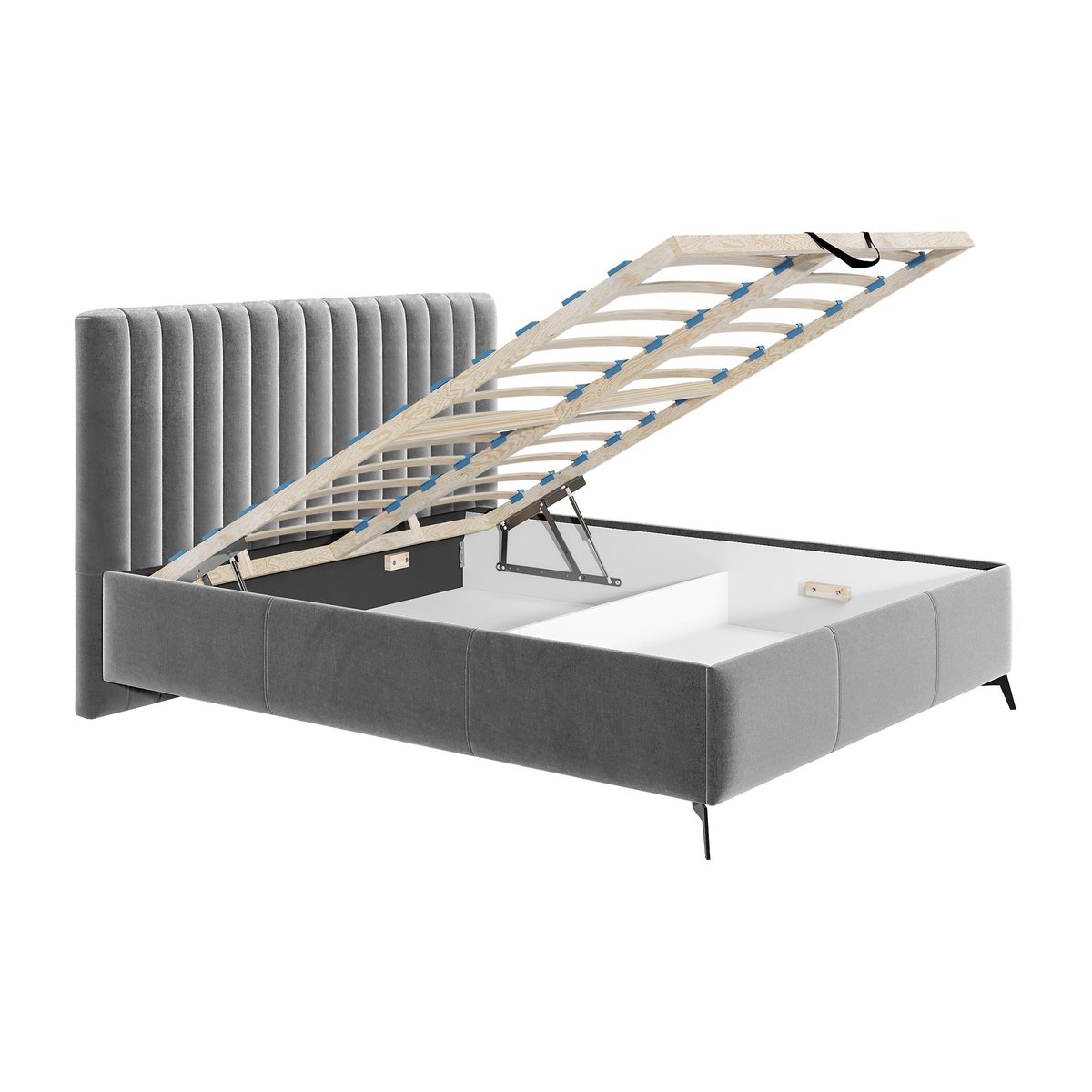 Lit coffre - MENDOZA gris, BEST MOBILIER