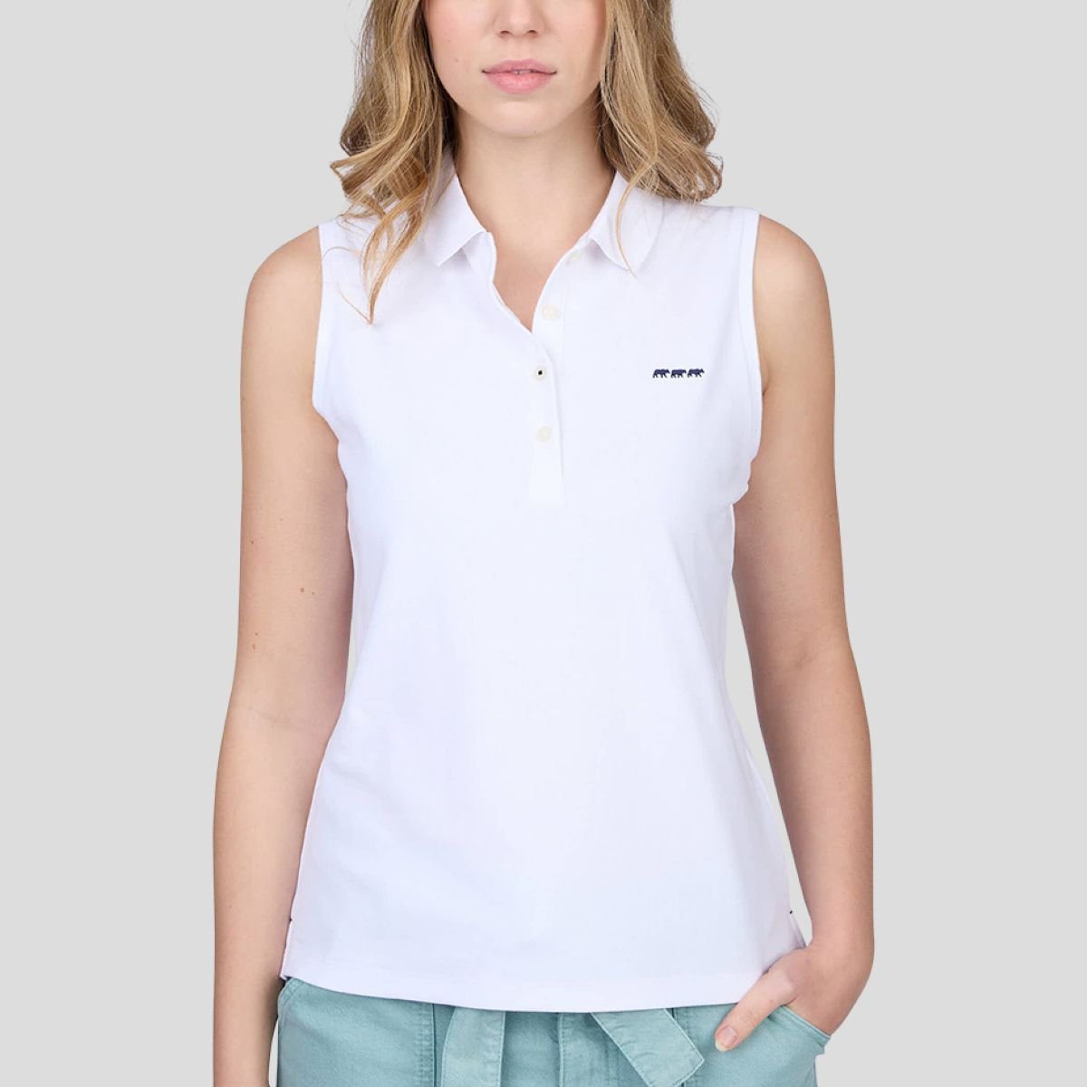 Polo sans manches blanc, MISE AU GREEN
