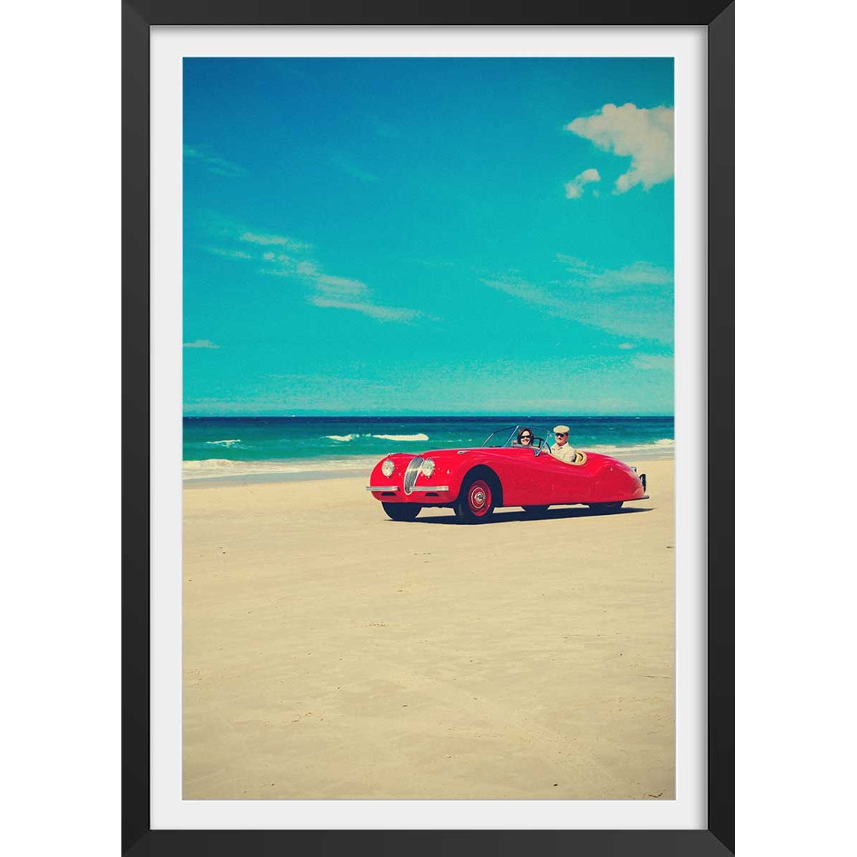 Poster red car affiche + cadre en bois - noir, HEXOA