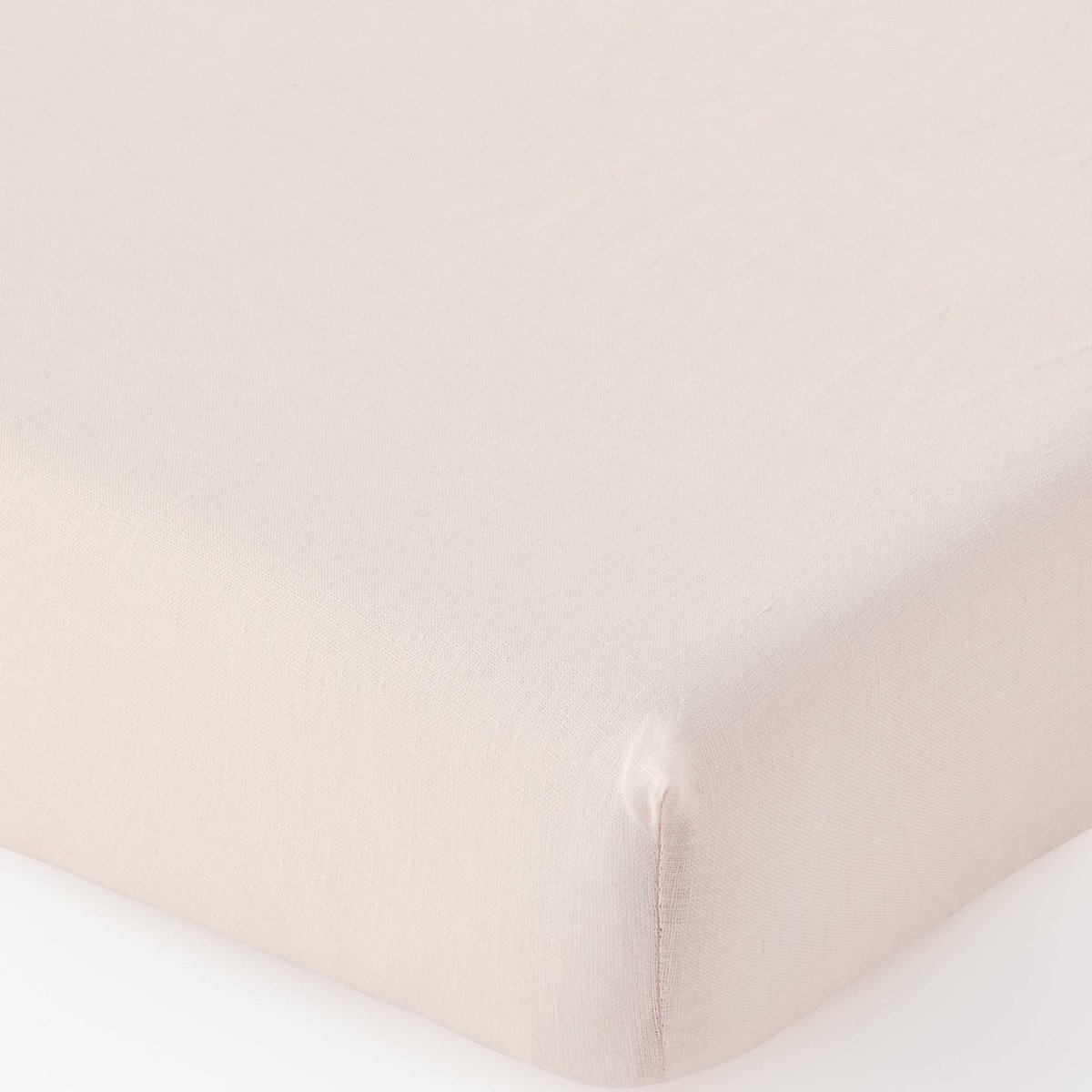 Drap housse, 100% lin beige rose, MONOPRIX