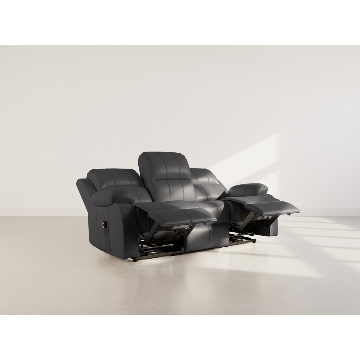 Canapé relax électrique en simili 3 places, ARMAND noir, BEST MOBILIER