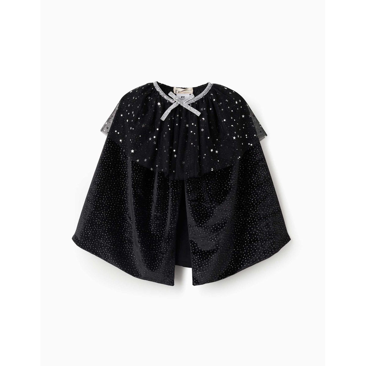 Cape en velours à pois en fil textile noir, ZIPPY