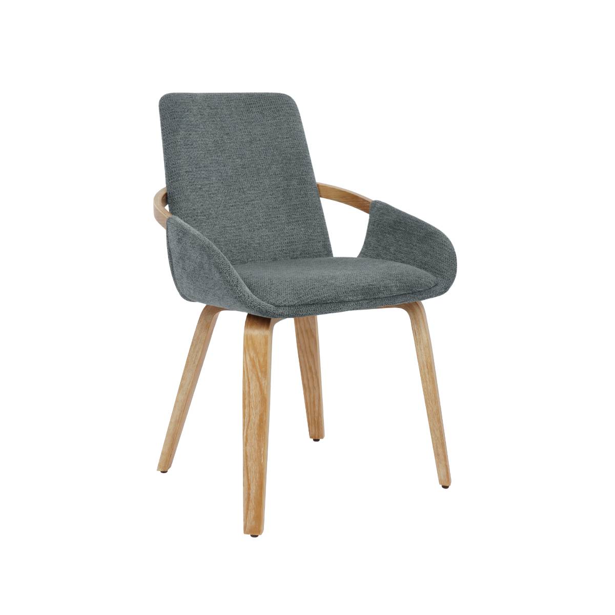 Lot de 2 chaises en tissu CALWEN gris, MADE IN MEUBLES