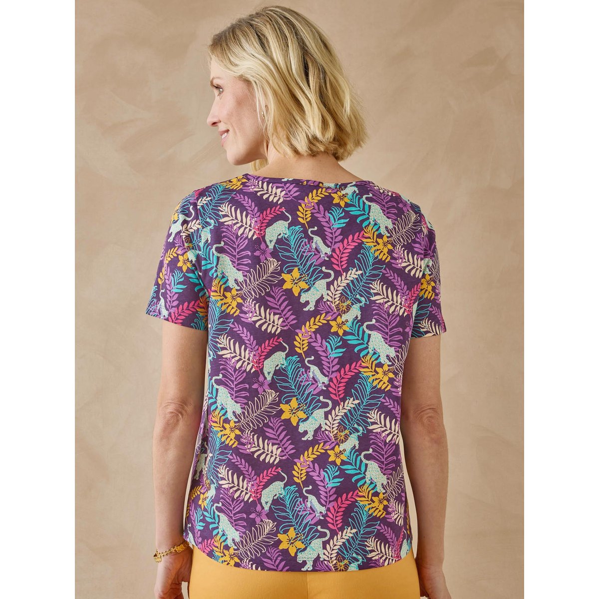 Tee-shirt manches courtes coton imprimé violet, DAXON