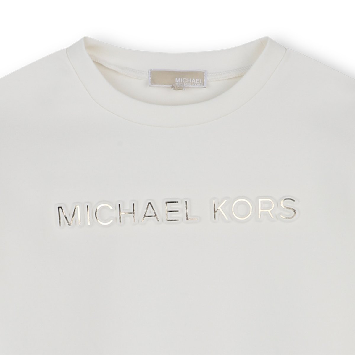 Robe manches longues bi-matières ecru dore, MICHAEL KORS