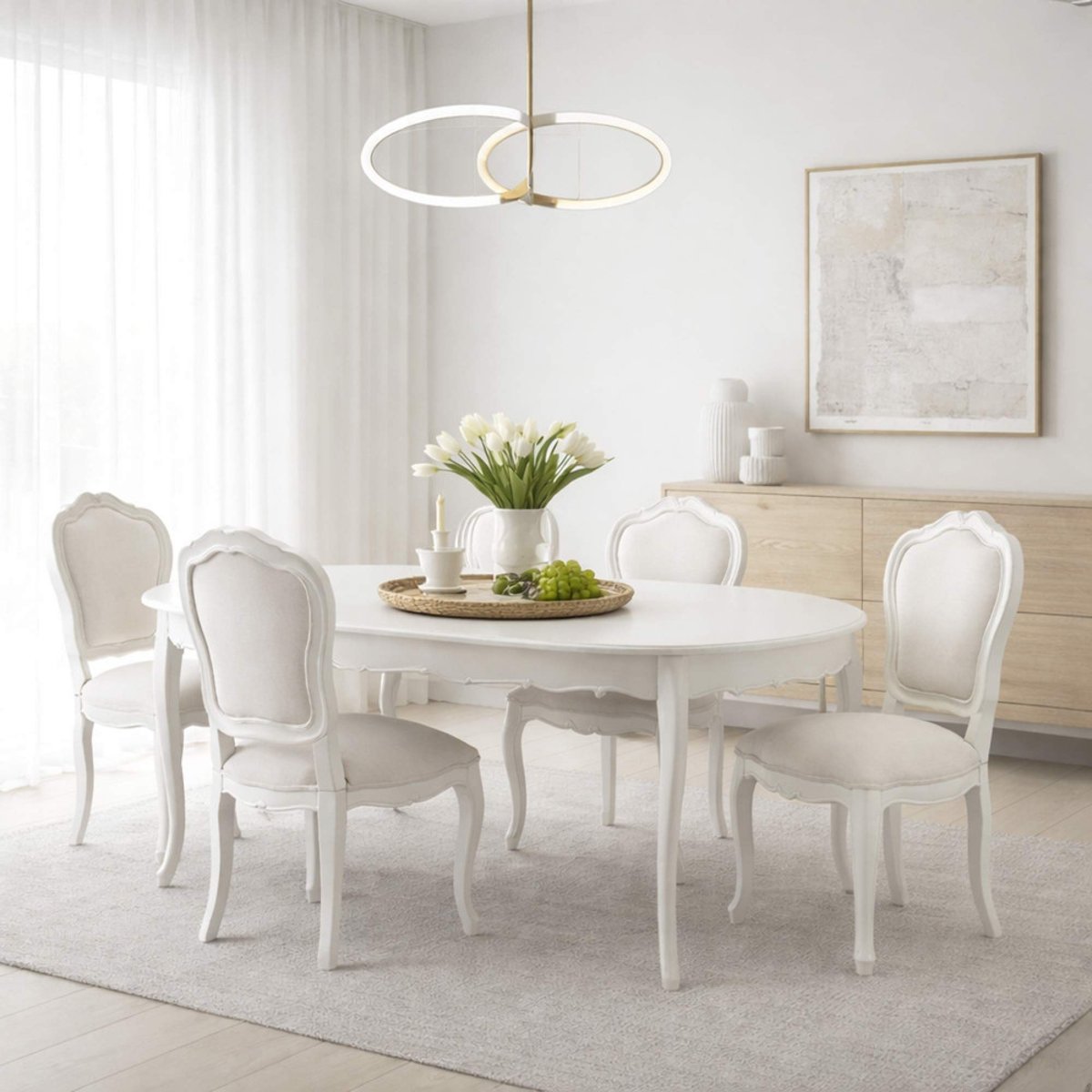 Chaise de salle à manger en tissu   et bois Apolline (lot de 2) blanc, AMADEUS