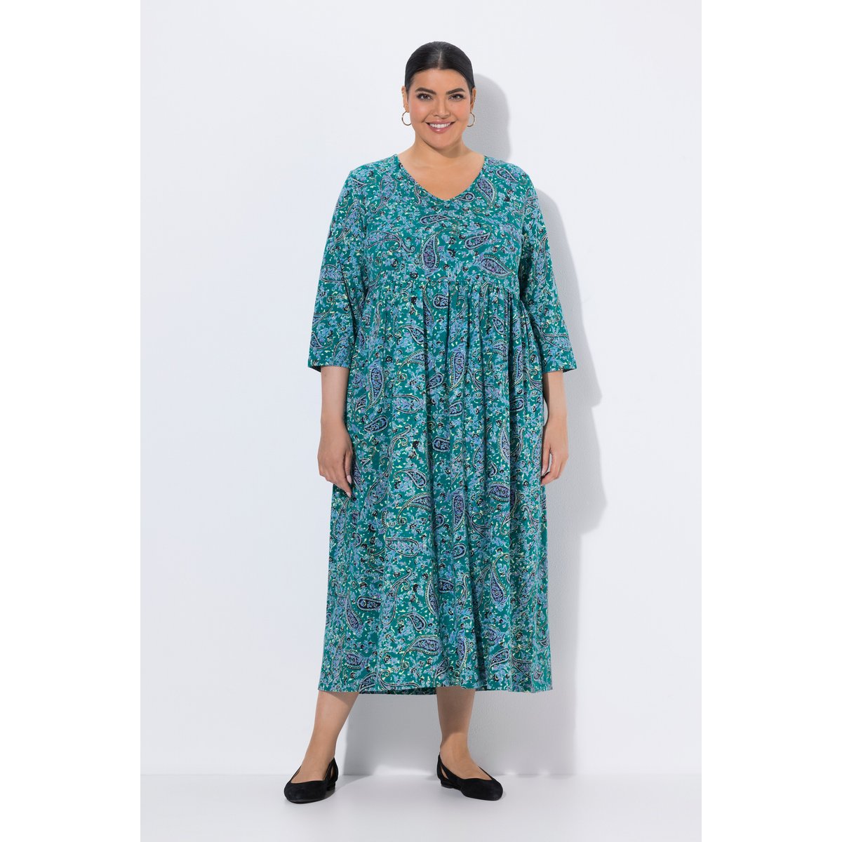 Robe en jersey motif cachemire émeraude, ULLA POPKEN