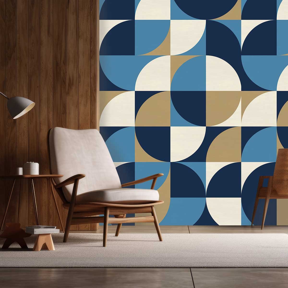 Papier peint, circulaire chambre bleu, HEXOA