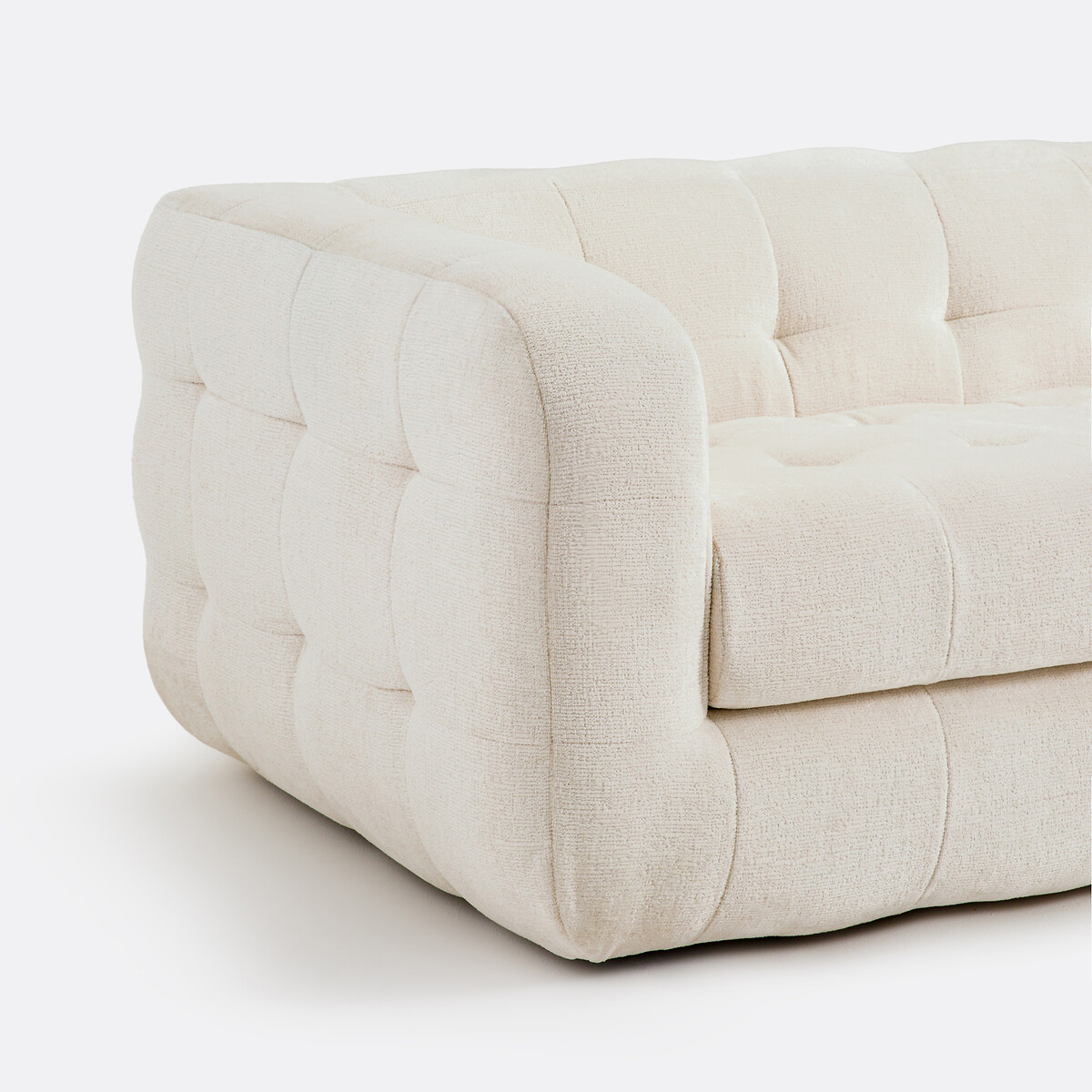 Gerades Sofa PIETA, 2- oder 3-Sitzer, aus dickem Samt ecru, LA REDOUTE INTERIEURS
