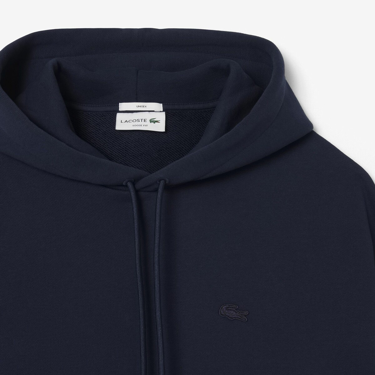 Felpa con cappuccio e logo ton sur ton blu marino, LACOSTE