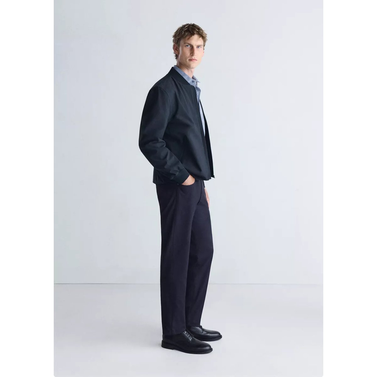 Veste bomber déperlante thermorégulatrice bleu nuit, MANGO MAN