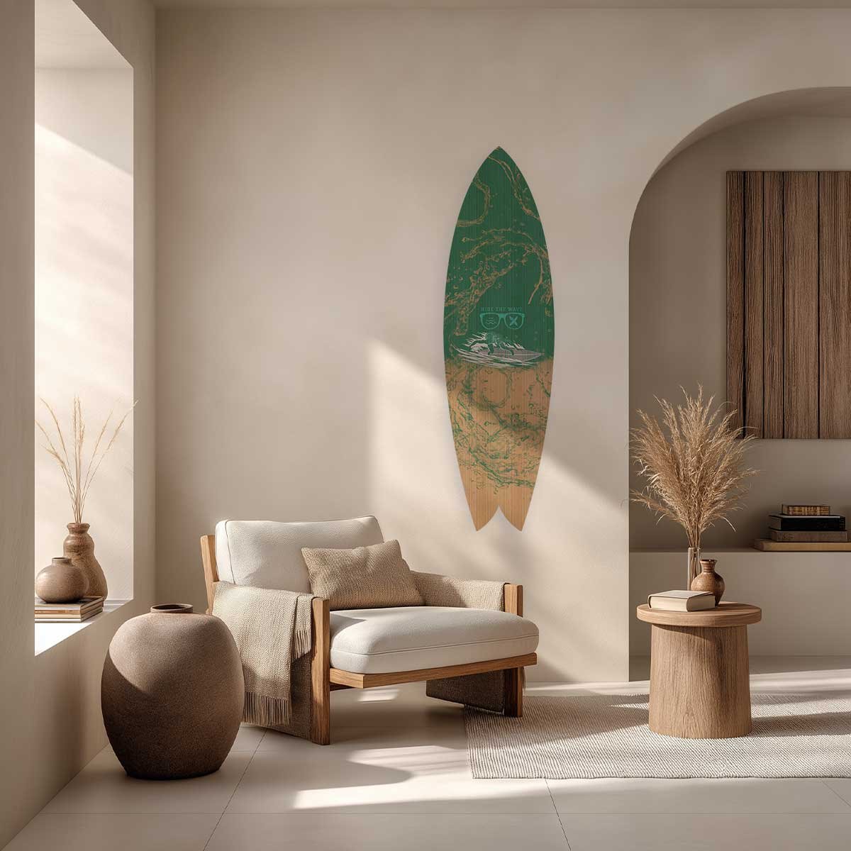 Planche de surf décorative Ride the wave tableau alu dibond, HEXOA