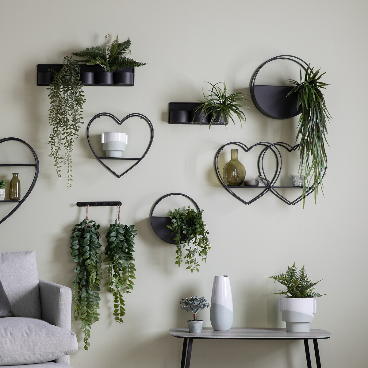 Set of 2 Round Wall Planters black, ÉDITÉ