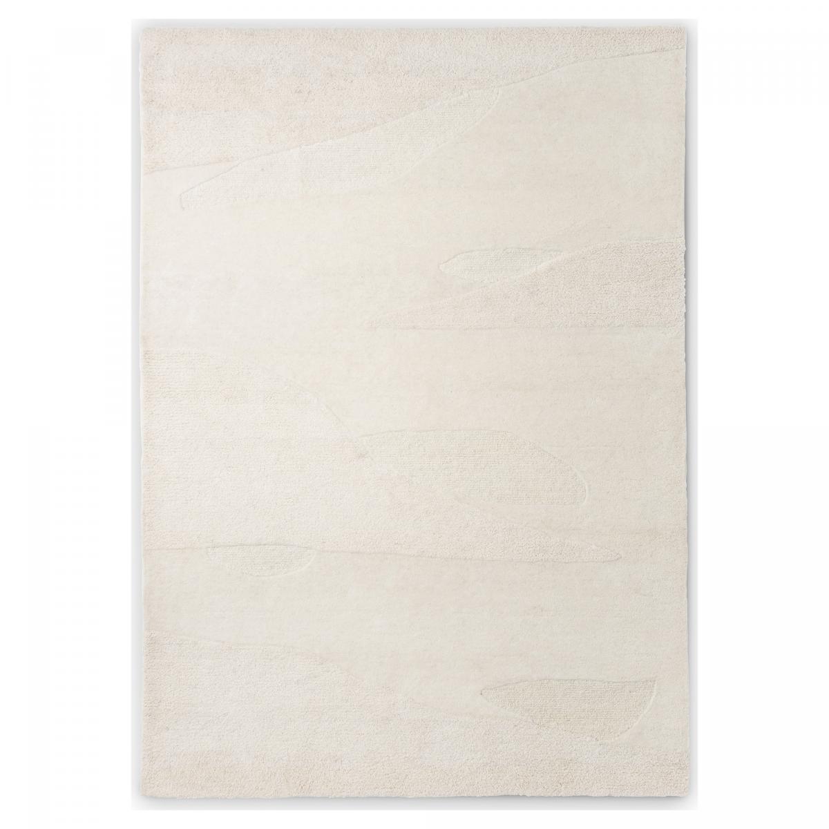 Tapis salon et chambre fait à la main en laine motif faux uni SCAPE écru, UN AMOUR DE TAPIS