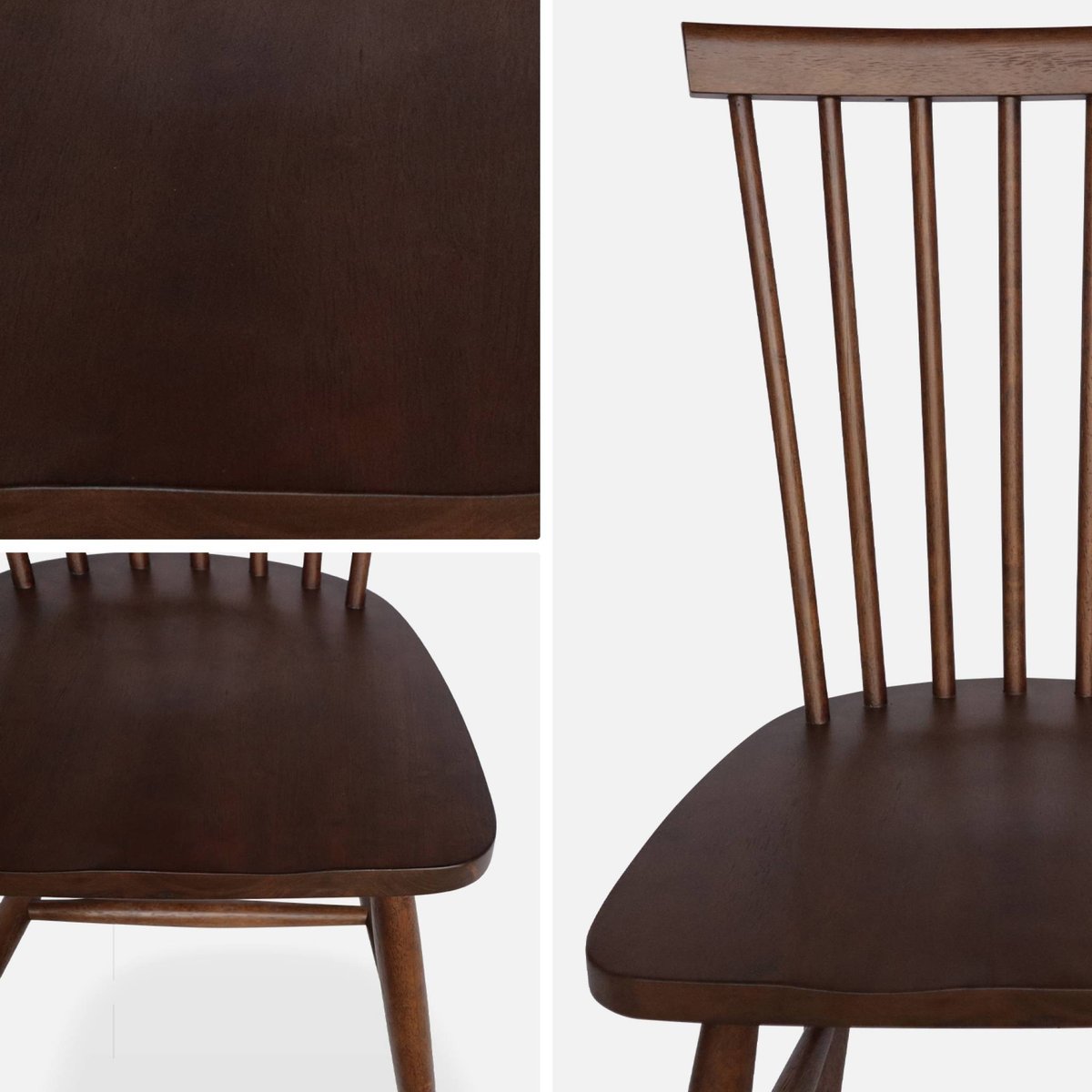 Chaise à barreaux bois d'hévéa (lot de 2) ROMIE bois foncé, SWEEEK