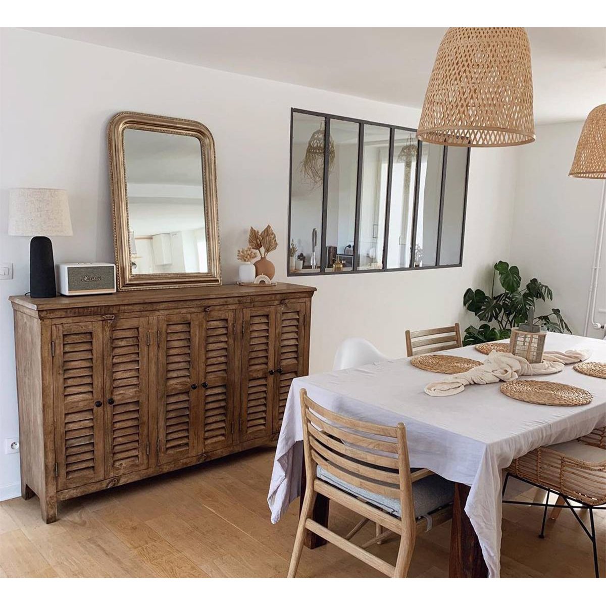 Buffet en bois recyclé AUBIN bois clair, MADE IN MEUBLES