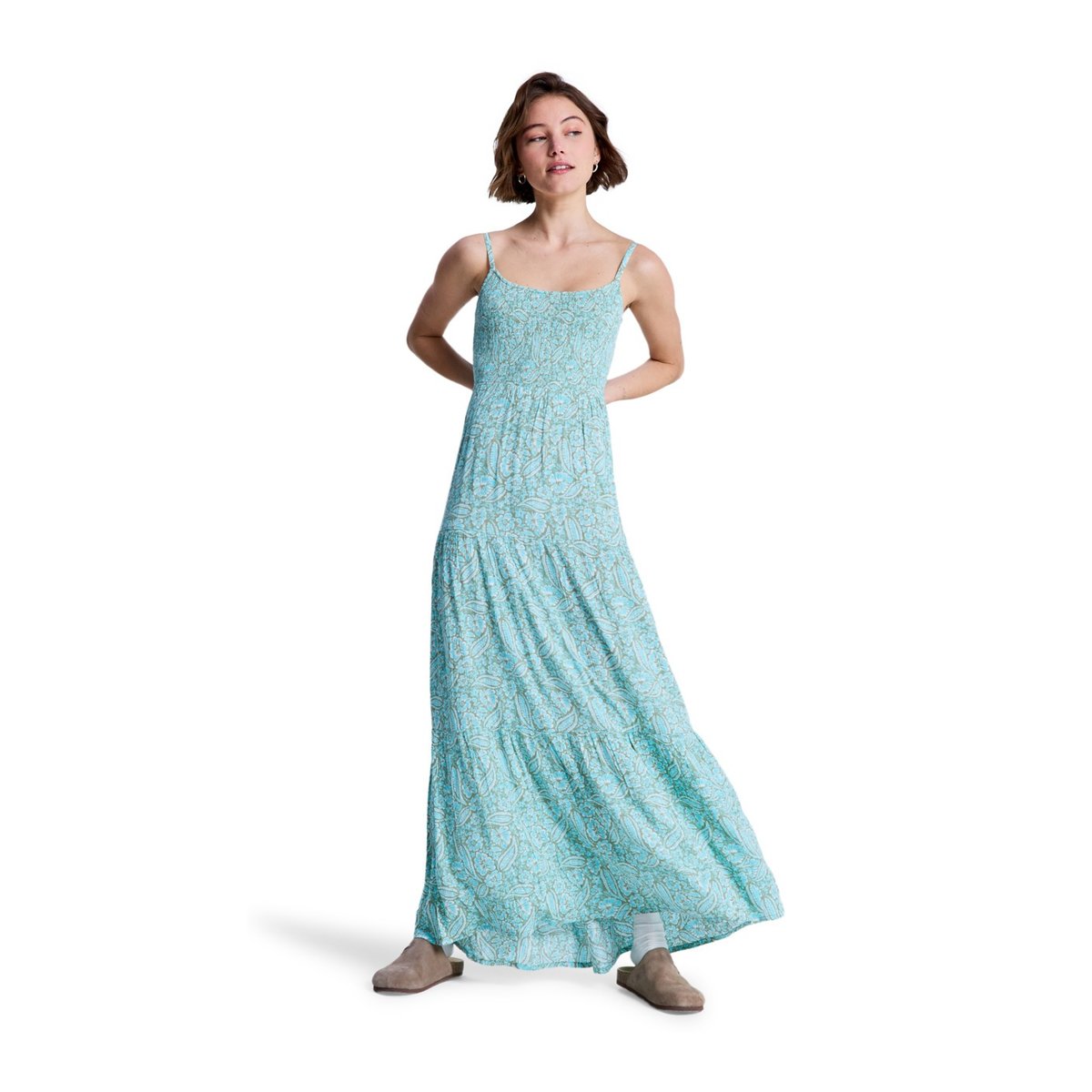 Robe longue imprimée TROPICAL GLOW MAXI PRINTED. vert oil green wildside paisley, ROXY