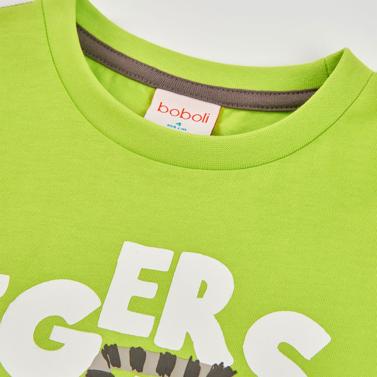 T-shirt coton imprimé tigre pour garçon vert, BOBOLI