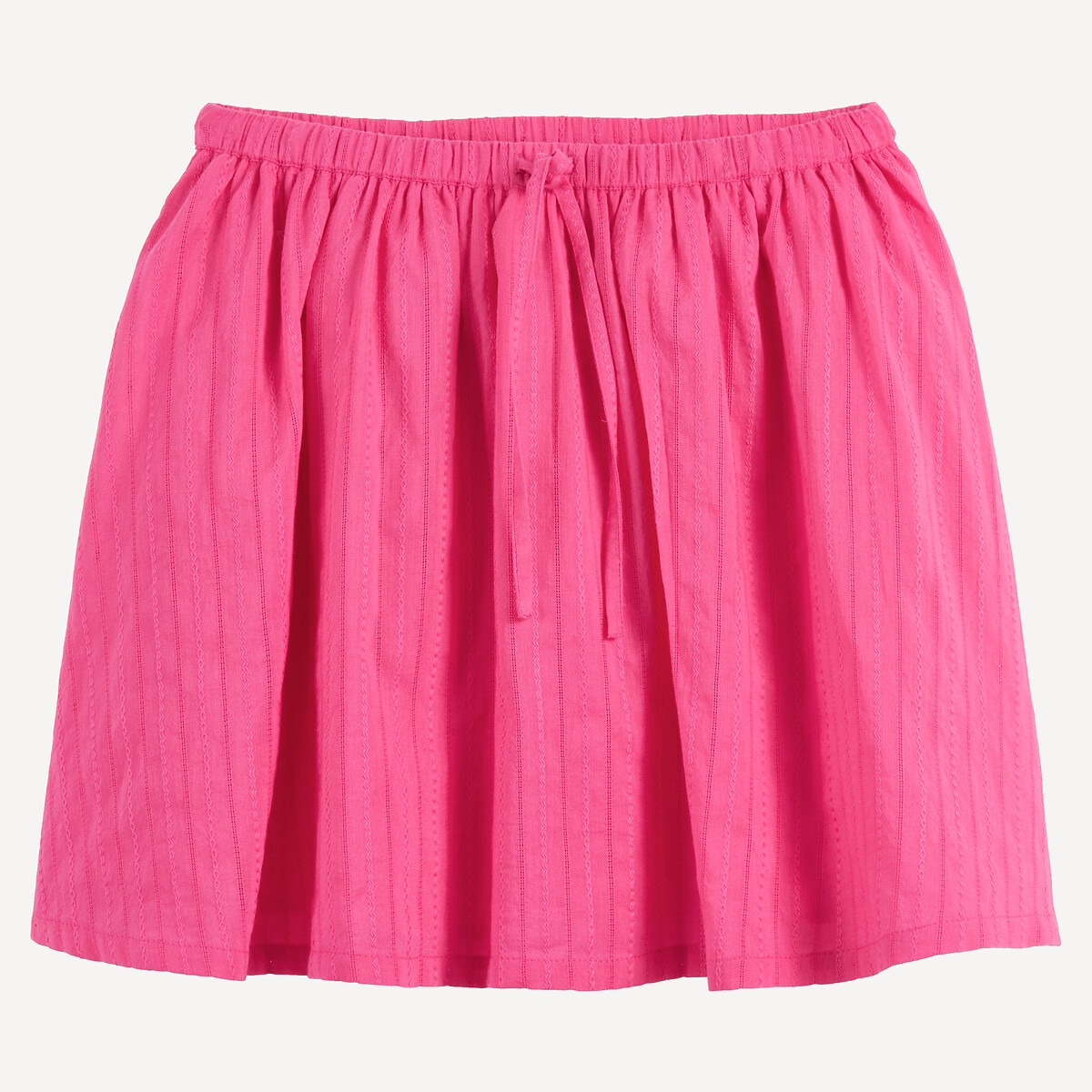Jupe courte, en tissu reliéfé et à taille élastiquée rose, LA REDOUTE COLLECTIONS